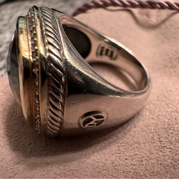 David Yurman Authentic Albion Smoky Qtz., Sterling Silver/18K Gold, Pave Diamond - Picture 9 of 11